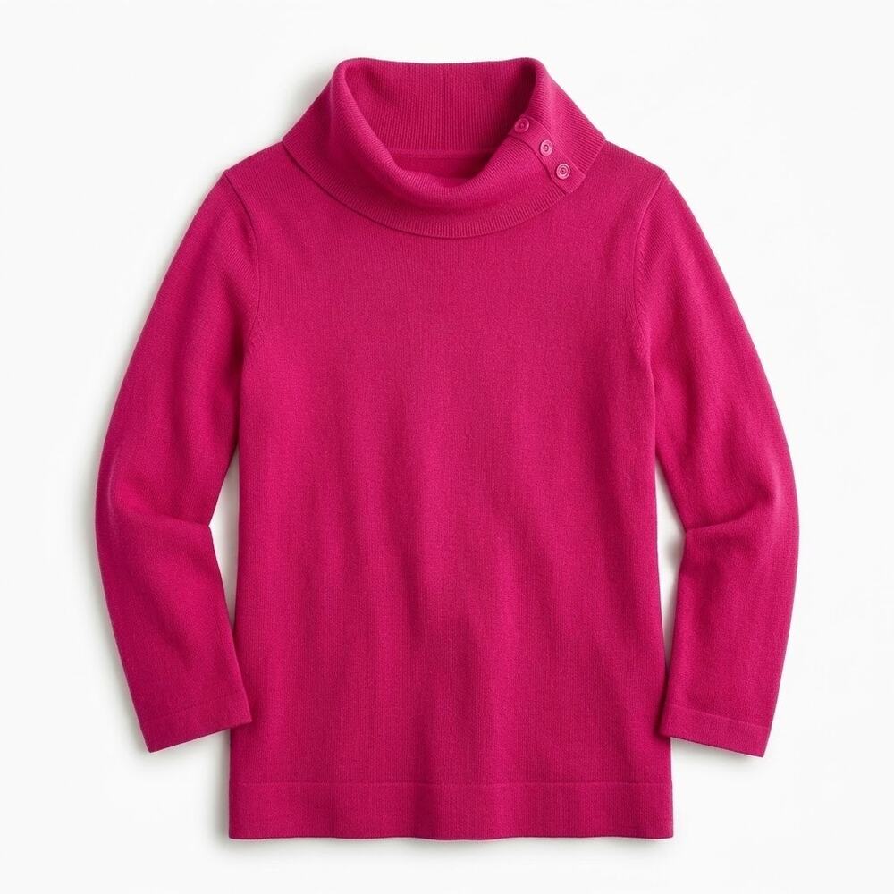 Jones New York Cashmere Side Button Funnel Neck Sweater Pink Womens Medium